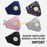 MASKER VENTILATOR 100% KATUN DENGAN 2 PCS FILTER IMPORT