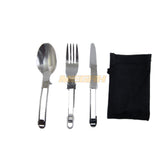 SENDOK GARPU PISAU LIPAT PORTABEL STAINLESS STEEL (LA148) - Megah Sport