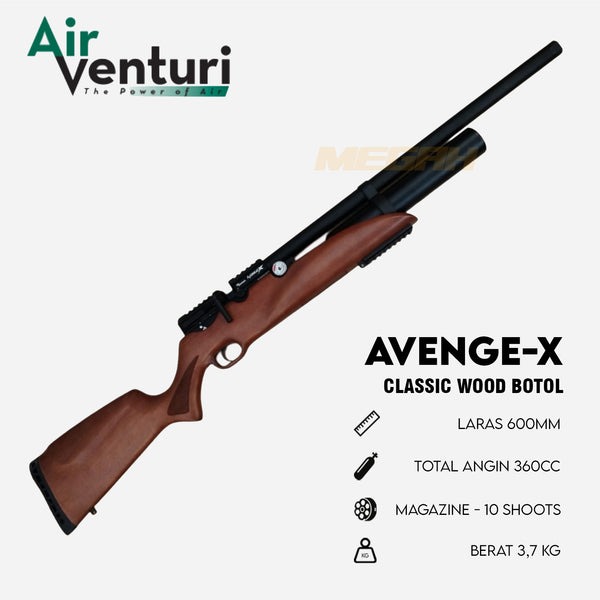 SENAPAN ANGIN AIR VENTURI AVENGE-X CLASSIC WOOD BOTOL