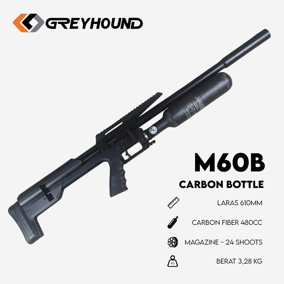 SENAPAN ANGIN GREYHOUND M60B | SENAPAN PCP IMPORT Gambar utama produk