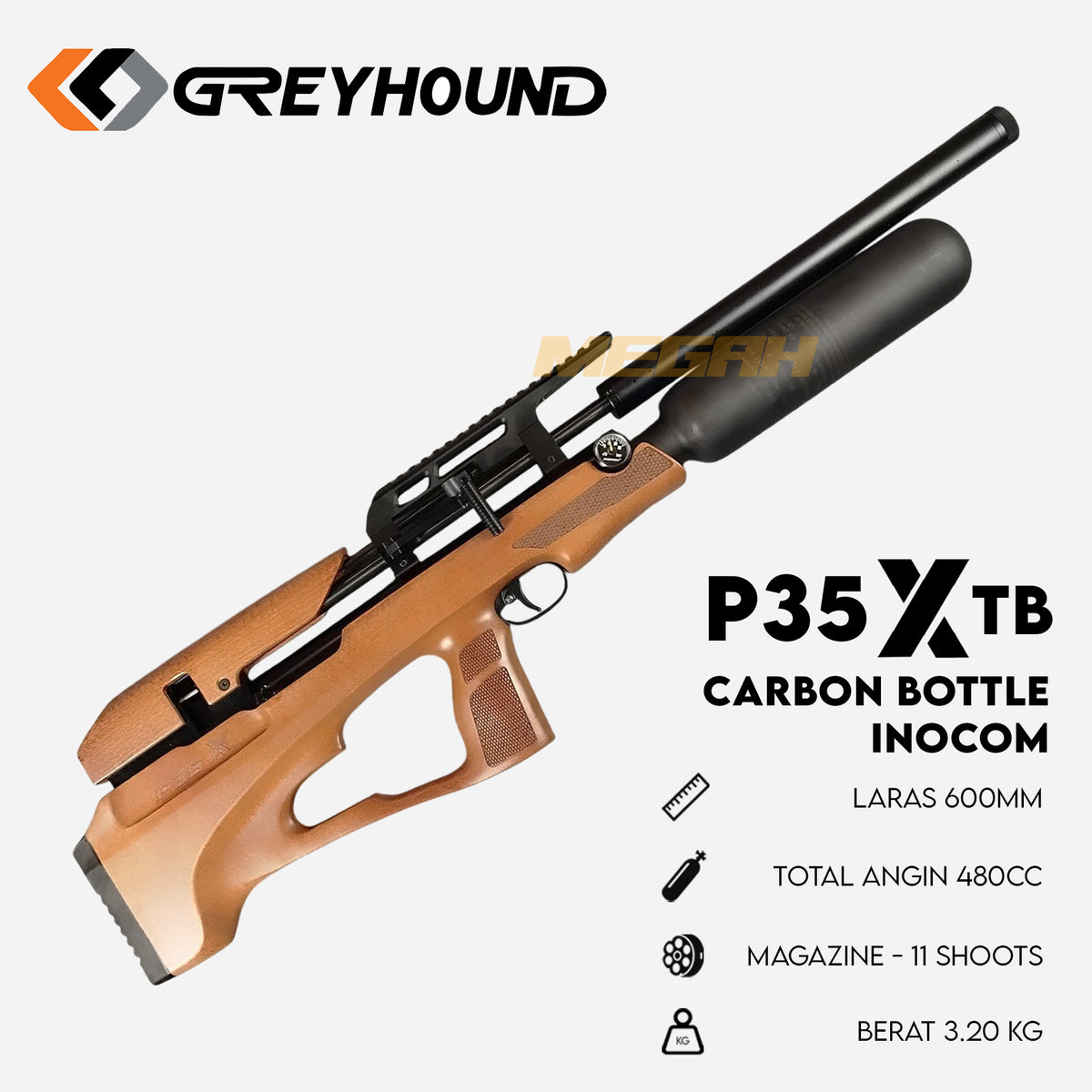 SENAPAN ANGIN GREYHOUND P35X-TB  BOTOL CARBON Gambar utama produk