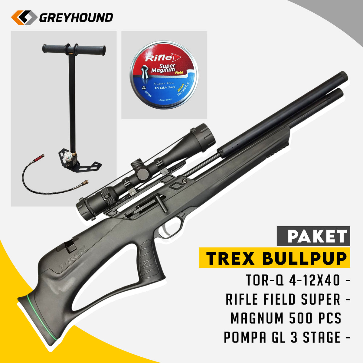 PAKET SENAPAN ANGIN GREYHOUND T-REX BULLPUP