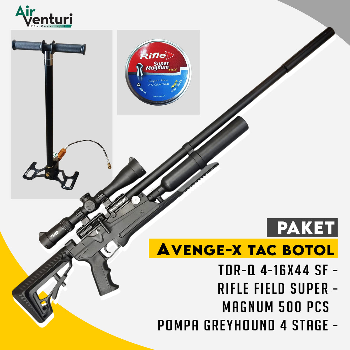 PAKET SENAPAN ANGIN AIR VENTURI AVENGE-X TACTICAL BOTOL Gambar utama produk