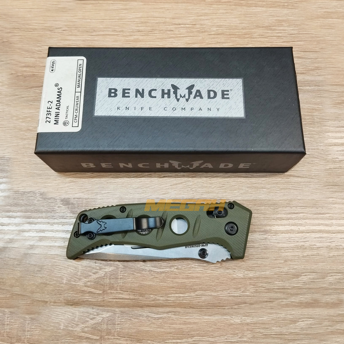 PISAU LIPAT BENCHMADE MINI ADAMAS GREEN SILVER