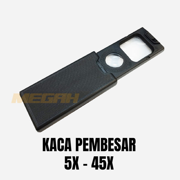 LUP KACA PEMBESAR 5X-45X DENGAN LAMPU LED