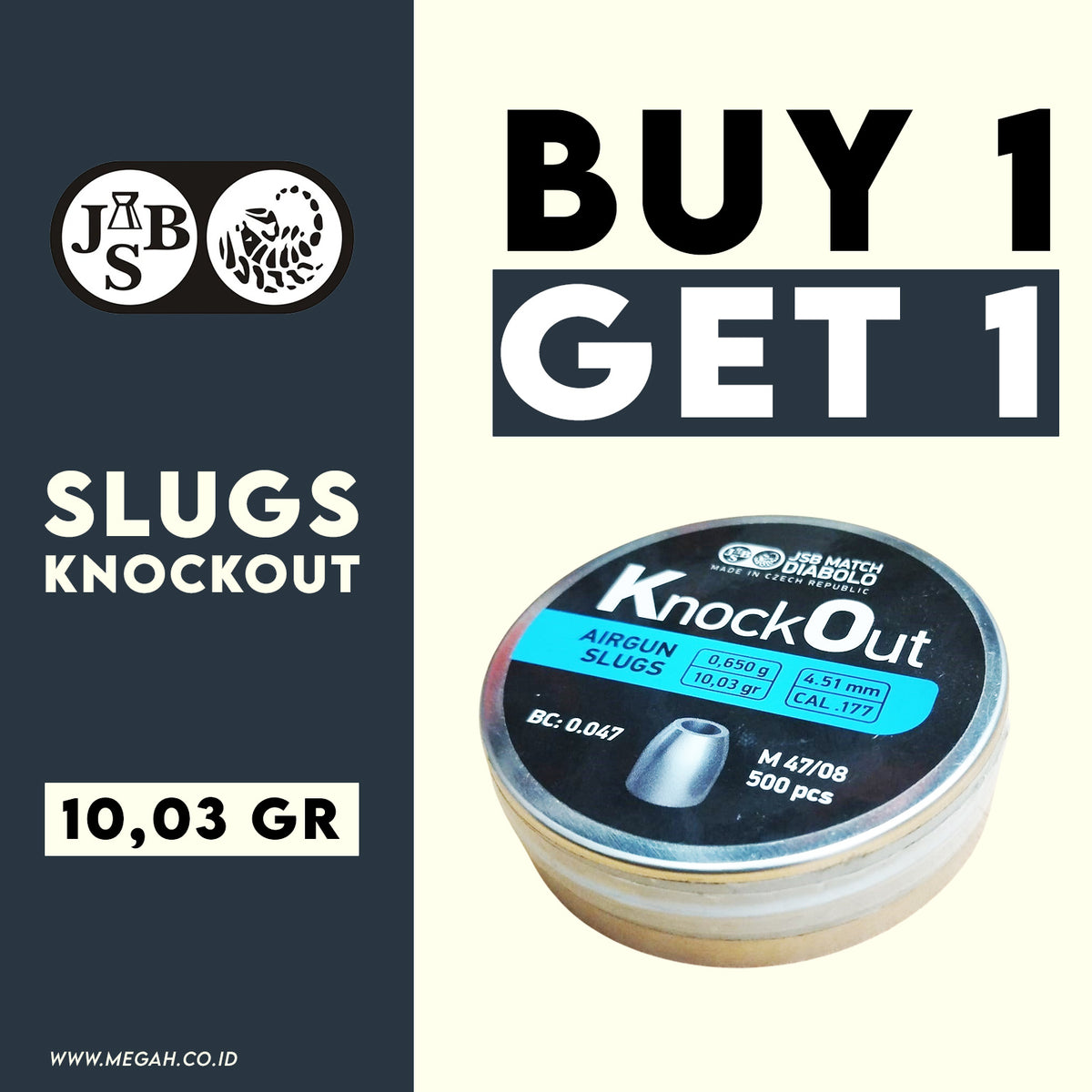 SLUG JSB KNOCK OUT 10,03gr BELI 1 GRATIS 1 Gambar utama produk