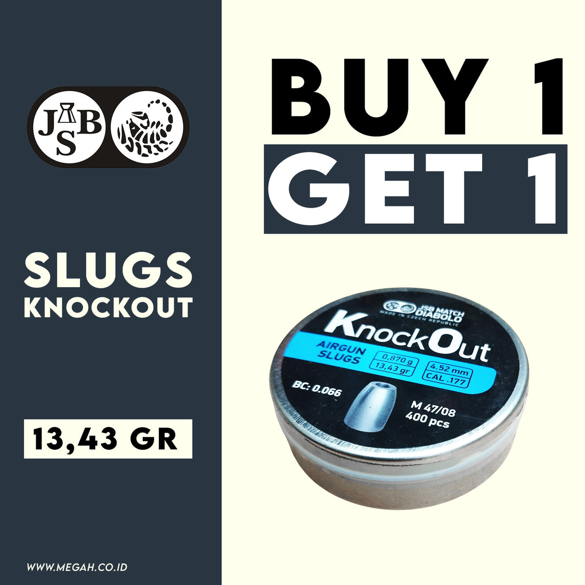 SLUG JSB KNOCK OUT 13,43gr BELI 1 GRATIS 1
