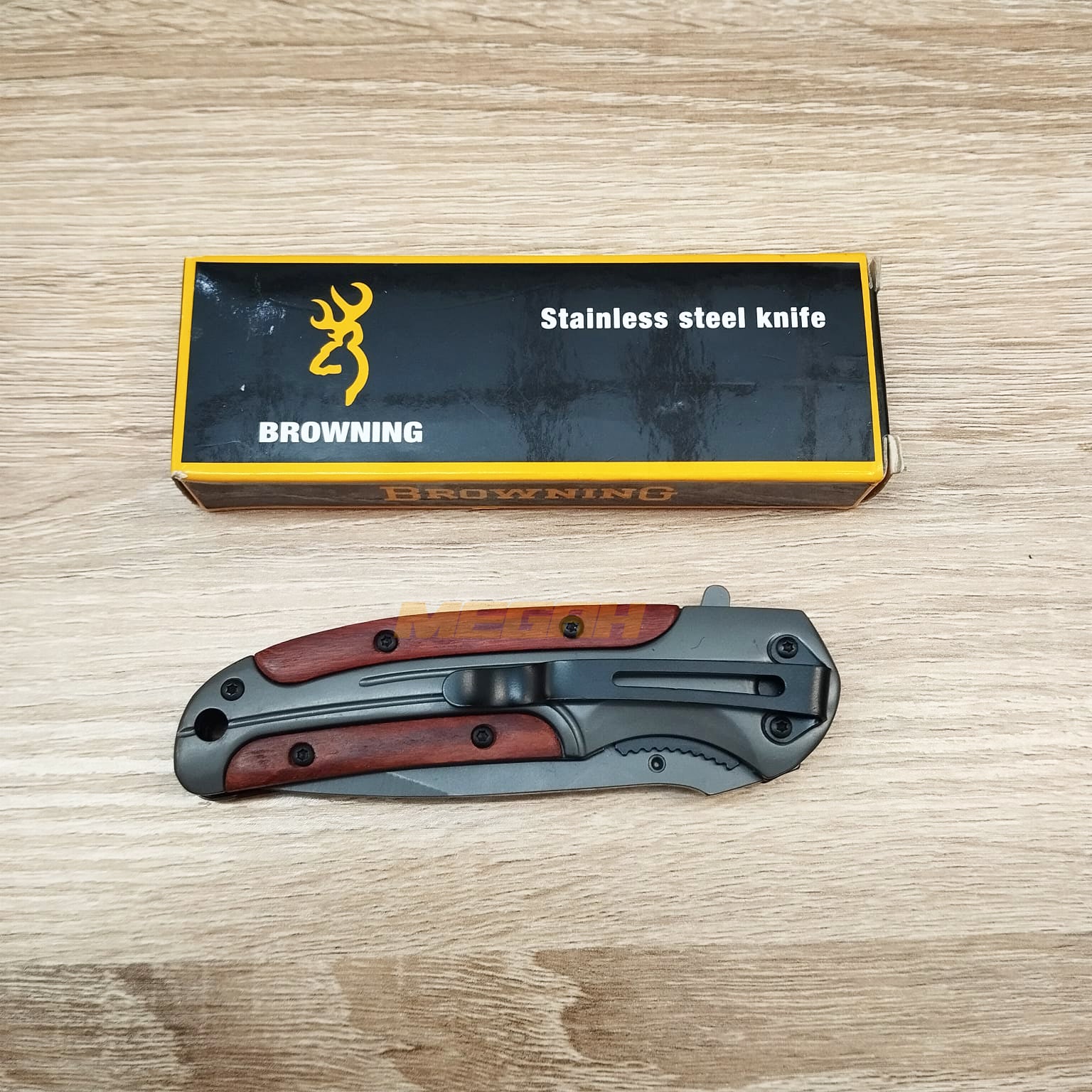 PISAU LIPAT BROWNING (Silver-Kayu) | PISAU OUTDOOR/SURVIVAL