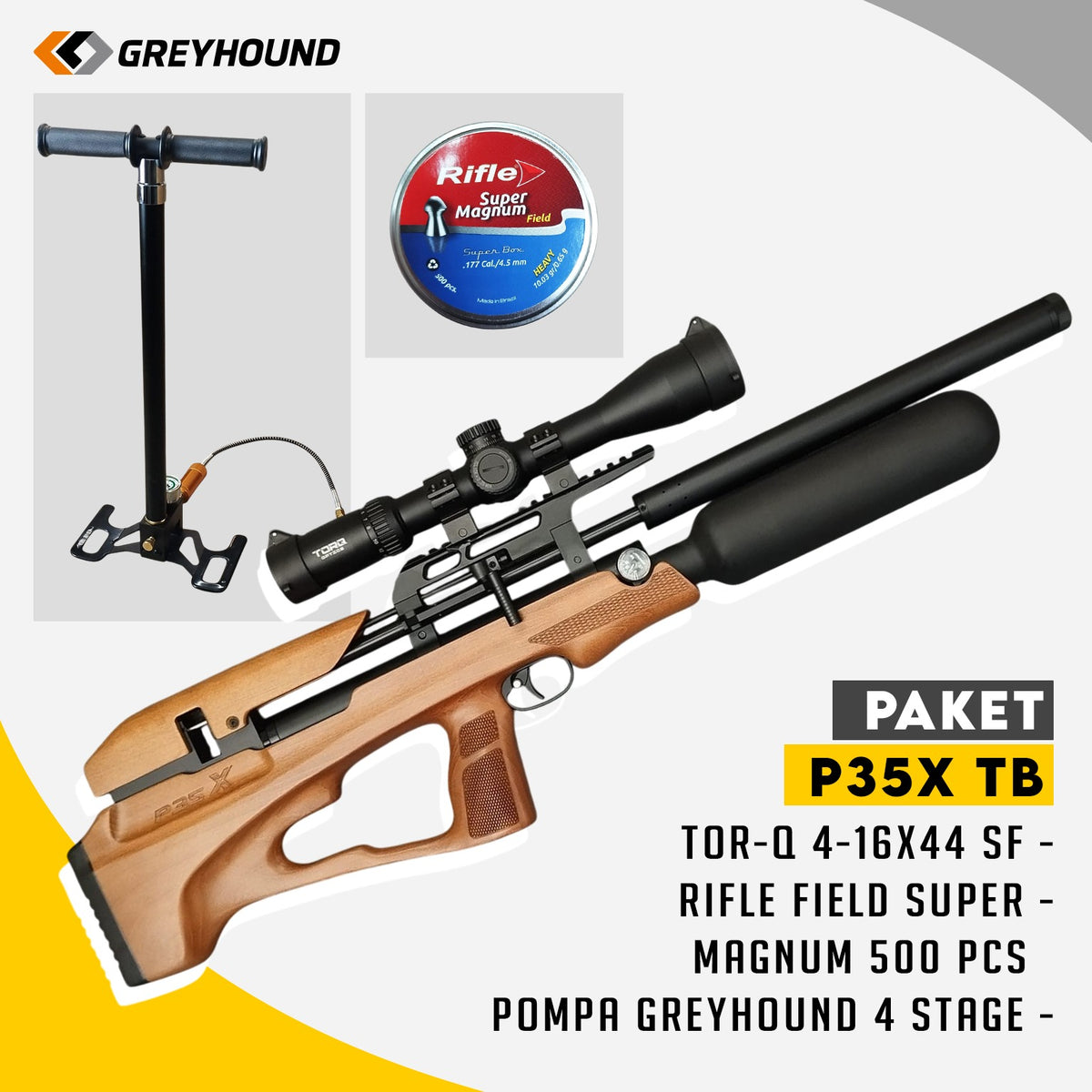 PAKET SENAPAN ANGIN GREYHOUND P35X-TB  BOTOL CARBON
