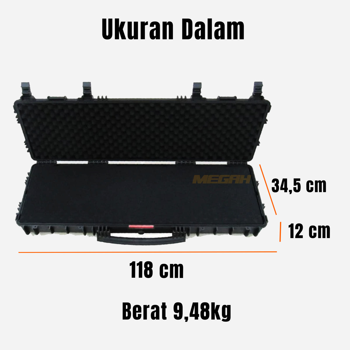 HARDCASE / BOX SENAPAN + RODA 120X42X17CM FIBER GLASS