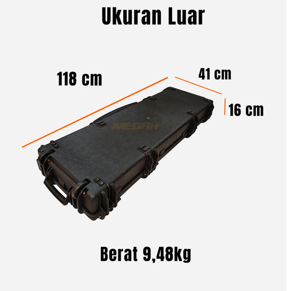 HARDCASE / BOX SENAPAN + RODA 120X42X17CM FIBER GLASS