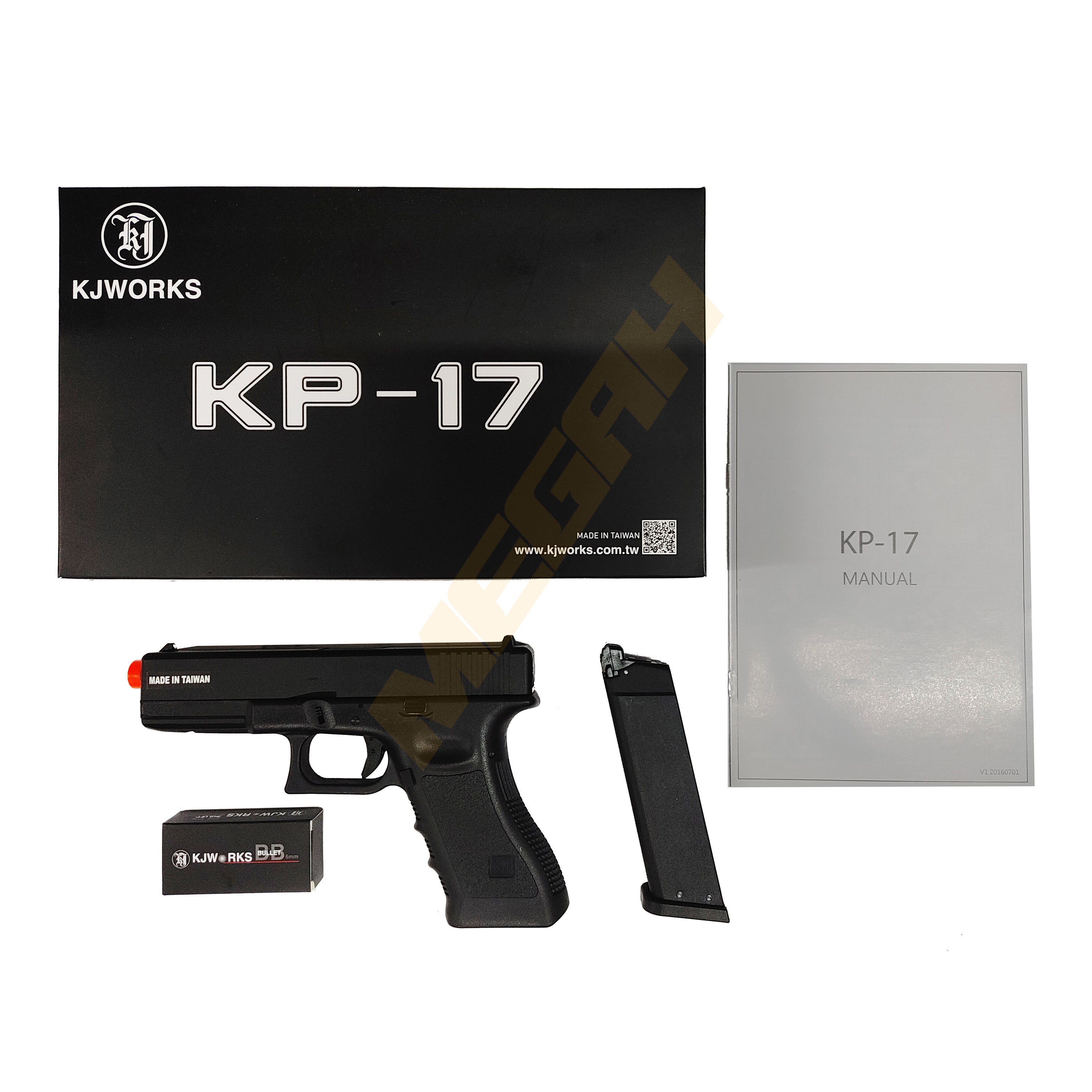 KJW G17 BLACK / TAN - AIRSOFT GUN